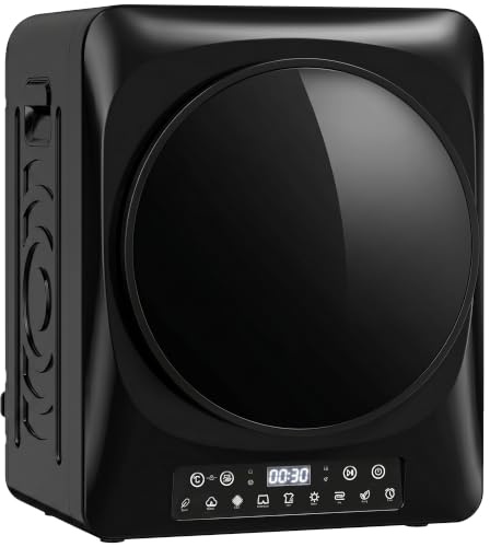 HOMCOM Tvätttork 5 kg mini frånluftstork, 9 program 1 000 W svart | Upp till 60 ℃, rynkskydd, dubbelfilter, torkare, LED-pekskärm, timer, barnsäkring, husbilar, hus