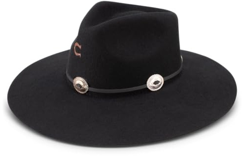 Charlie 1 Horse Traveler Black 3 3/4in Brim Concho Band Fashion Hat Black M