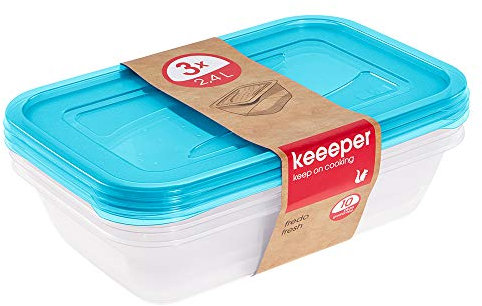 keeeper Frischhaltedosenset 3-teilig, 3 x 2,4 l, 29 x 19 x 7 cm, Fredo Fresh, Blau Transparent, Winnie Puuh