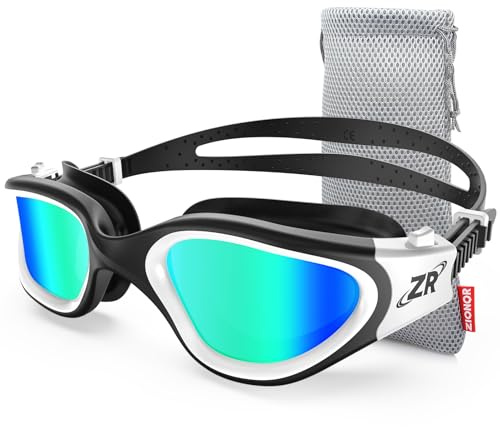 ZIONOR Swim Goggles, Upgraded G1 Polarized Swimming Goggles Anti-fog for Adult Men Women A0 (Polarized + Mirror Gold)