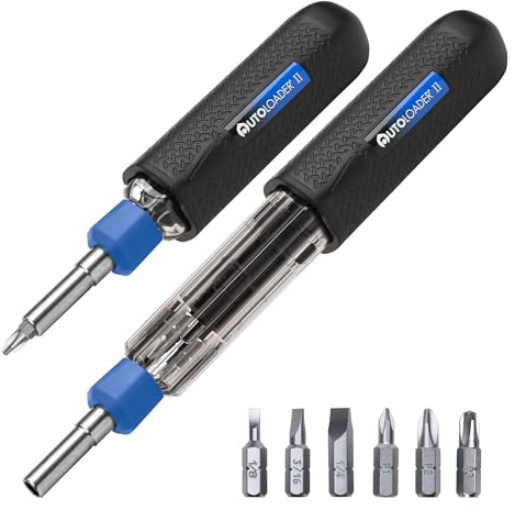 Screwdriver Multi Tool Magnetic | Multi-Bit Auto Loading Barrel Patented | Ergonomic Anti-Roll Handle With Rotating Collar | Industrial High-Grade Bits | Award Winning Design