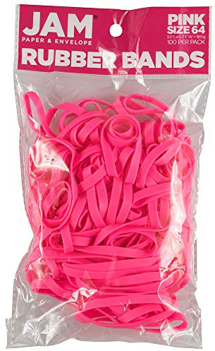 JAM PAPER Durable Rubber Bands - Size 64 - Pink Multi-Purpose Rubberbands - 100/Pack