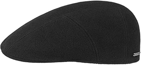 Stetson Reid Wool Flatcap Kaschmir Herren Made in EU Baumwollfutter Schirmlänge 5 cm Gatsby Cabrio Cap Herbst Winter schwarz XL (60-61 cm)