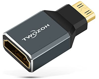 Twozoh 8K Mini HDMI Adapter, 2.1 Mini HDMI Stecker auf Standard HDMI Buchse Adapter Konverter, HDMI Kupplung 8K unterstützt 8K@60Hz, 4K@120Hz, 2K@240Hz