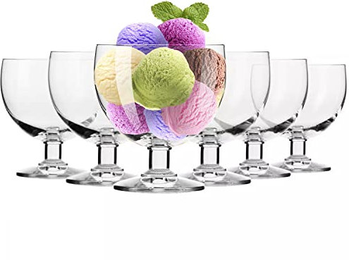 KROSNO Copas de cristal, boles para postres, helados y gelatinas | Conjunto de 6 | 350 Ml | Perfectas para el uso en hogares y restaurantes, así como para fiestas | Se pueden lavar en el lavavajillas