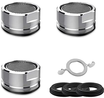 IZyufan Mousseur Robinet M24 [3 Pièces], Aérateur de Robinet en Acier Inoxydable, Économiseurs d'eau Bubbler de Bain et Cuisine, Livré avec 4 Joints et 1 Clé pour Robinets