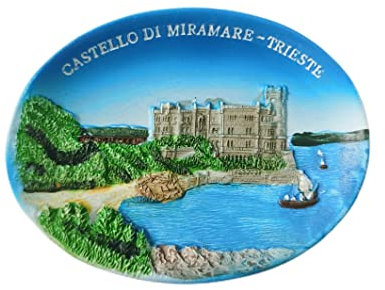 Trieste Italy - Calamita da frigorifero 3D Castello Di Miramare, idea regalo, in resina fatta a mano per frigorifero Trieste, collezione di decorazioni per la casa e la cucina