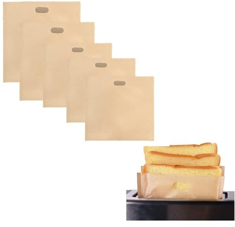 Povxlum Bolsas tostadoras reutilizables, antiadherentes, bolsas de plástico para sándwiches, fáciles de abrir, bolsas para tostadas, 10 unidades, B, duraderas, fáciles de instalar