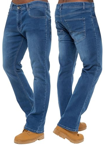 989Zé ENZO Mens Stretch Bootcut Jeans Casual Classic Retro Denim Wide Leg Flared Pants Trousers