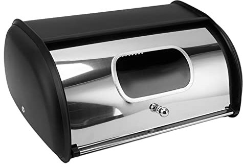 Verdant Touch Bread Storage Holder Bread Bin Bread Box Bread Holder Storage Container With Small Window for Kitchen Countertop Black