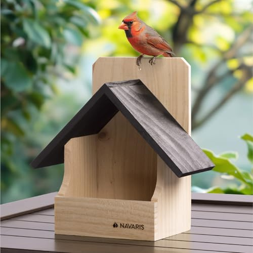 Navaris Casita para pájaros de Madera - Casa de Exterior con Gancho para Colgar para Aves pequeñas - Caseta pajarera Colgante de 23,5 x 15 x 12 CM