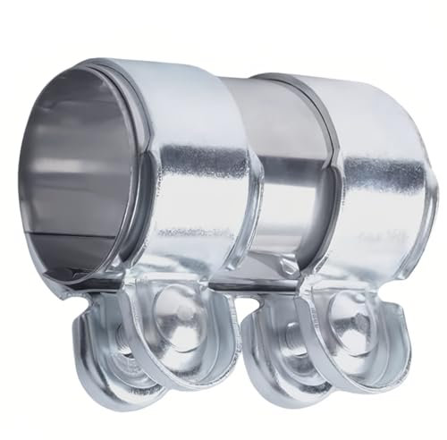 Fascetta di scarico in acciaio inox Ø50 55 60 mm, morsetti di scarico con doppio morsetto, impianto di scarico universale 95 mm di lunghezza (Ø 50mm / L: 95mm)