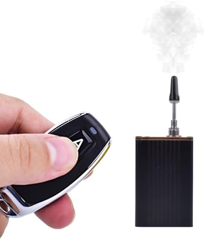 Yiduomile Mini máquina de humo para escenas fotográficas, dispositivo portátil de efecto niebla de metal con control remoto, perfecto para magia, cosplay y efectos especiales (metales negros)