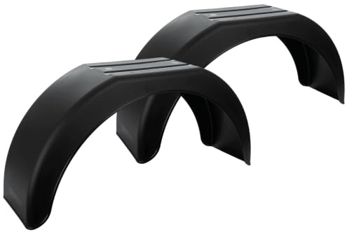 DOMAR Set di due parafanghi da 14 a 15 pollici in plastica per rimorchio auto 790 x 220 mm passaruota con fondo piatto per una protezione ottimale contro fango e sassi