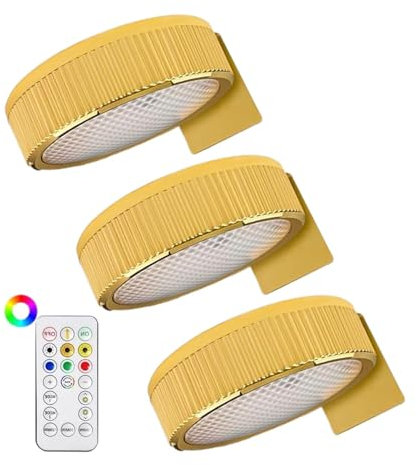 3X Dimmable Indoor Picture Wall Painting Lamp | 3pcs Battery Operated Painting Lamp,Dimmable Timer Modes for Art Display and Decorative Puck Lights in Black