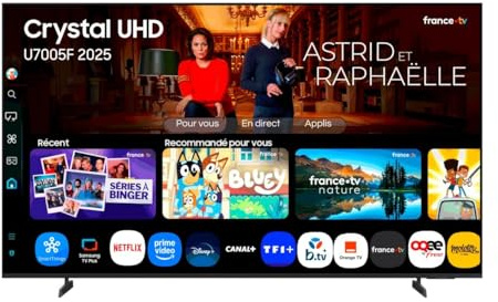 Samsung TV 55 Pulgadas Crystal UHD U7005 4K Smart TV, Colores increíbles con Procesador Crystal 4K, Escucha Todos los Altavoces con Q-Symphony, Tus Datos protegidos Knox Security