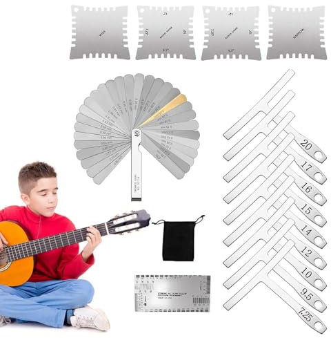 Medidor de radio de guitarra, herramientas Luthier para guitarra, medidor de radio con muescas, regla de acción de cuerda, herramienta de medición para configuración de bajo