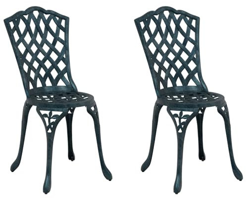 vidaXL Garden Chair 2 pcs Green 55 x 56.5 x 91cm Aluminium, Aluminium Garden Chair, Modern Outdoor Seating, Rectangular Patio, Lightweight Leisure, Weatherproof Deck