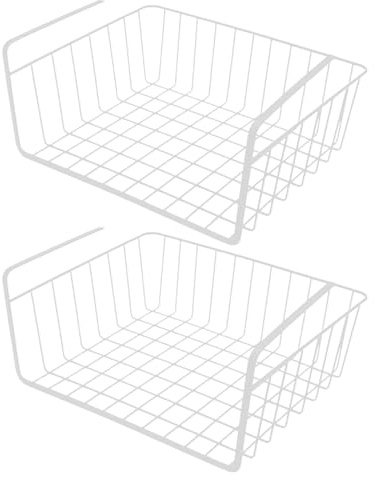 Cesta colgante para estantería, armario de 37 x 24 x 15 cm, cesta de almacenamiento, cesta colgante de metal, 2 unidades