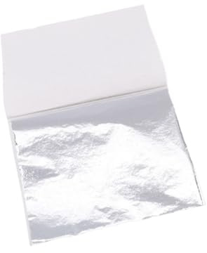 HEXHUASR 500 Feuilles de Papier Imitation Feuille d'or et d'argent for décoration de gâteaux, d'anniversaire, de Mariage, de Desserts(Silver 500PCS)