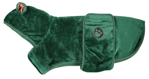 Rosewood Green Teddy Bear Drying Coat for Dogs, Small – Soft Absorbent Towel Coat for Dogs, Quick-Dry Pet Bathrobe, Cosy and Warm, Easy Fit, Ideal for After Bath, Beach, or Rainy Walks