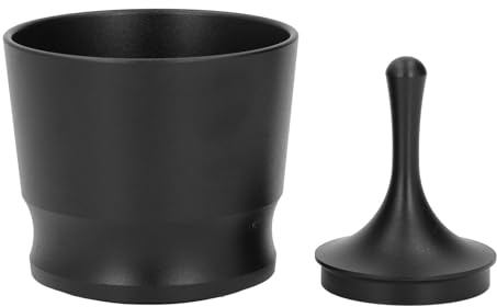 Eujgoov Kaffepulvermottagare Aluminiumlegering Doseringsringar Tryck på Blind Shaker för 51mm 53mm 58mm Portafilter med Ergonomisk Design Glikt Kapacitet Förbättrad Smakpremiumkvalitet (Svart)