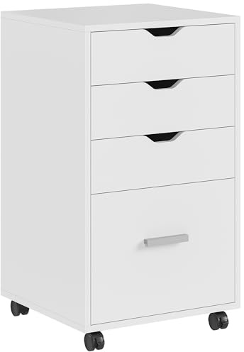 DWVO Mobile Filing Cabinet, Rolling Container with 4 Drawers, White