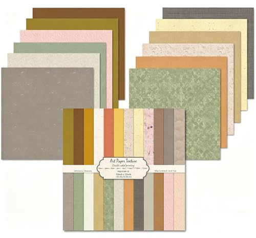 24 ark scrapbook-papper, 30,5 x 30,5 cm, 24 mönster dubbelsidigt mönsterpapper, dekorativt pappersset, flerfärgat hantverkspapper för gör-det-själv fotoalbum och klippbokdekoration (grå och gul, 12 x