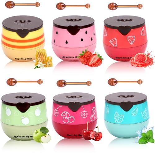 Honey Lip Balm Bee Lip Balm Honey Pot Design Beeswax Formula Lip Care for Dry Cracked Lips – 6 PCS Honeybalm UK Moisturising Set for Daily & Overnight Use Gift