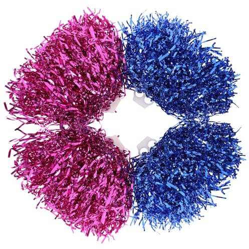 DECOMELODY 4 Pezzi Pompon da Cheerleader Manico Pom PON da Tifo Leggeri e Riutilizzabili per Eventi Sportivi Feste e Spettacoli Decorazioni Colorate per Cheerleading e Balli