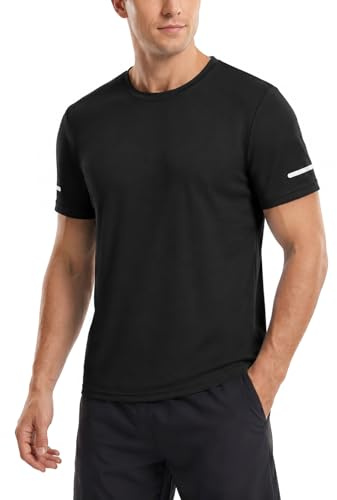 ZENGVEE 1 Pack Men's T-Shirts UPF 50+ Rash Guard Quick Dry, Rash Vest Black