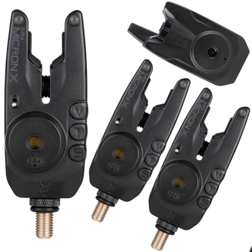 Fox Mini Micron X + Hardcases 3+1 - Bissanzeiger Set zum Karpfenfischen, Funkbissanzeiger, Bissmelder für Karpfen