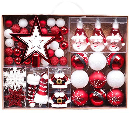 Valery Madelyn Weihnachtskugeln 70 stück Christbaumkugeln Weihnachtskugel Geschenkpaket Weihnachtsbaumschmuck Christbaumschmuck mit Aufhänger für Weihnachtsbaum Weihnachtsdeko