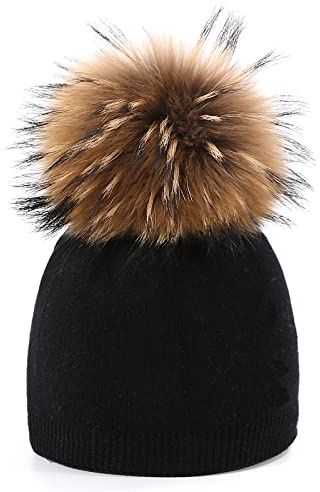 BLOMDE Cappello Donna Cappello da Donna Invernale Lavorato A Maglia con Berretto Morbido E Caldo per Sport all'Aria Aperta con Pompon in Vero Peluche,08