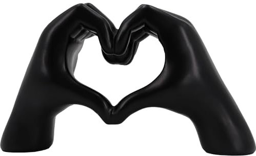 Kityemo Love Finger Statue Modern, Black Gesture Decoration, Modern Art Sculpture Personalized Finger Perfect for Creative Wedding and Desktop Decoratio (Black, L)