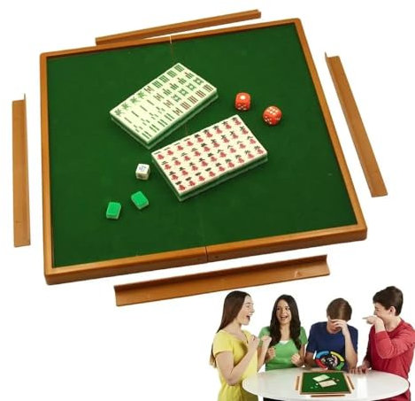 RATSTONE Mahjong Set - Tragbares Mahjong-Spiel mit klappbarem Tisch für den Außenbereich - Event Party Ausstattung