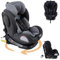 FableKids Kinderautositz mit Isofix | 360° drehbar | Autokindersitz | Autositz | Kindersitz i-Size 40-150cm | 5-Punkt-Sicherheitsgurt | 8-fach einstellbare Kopfstütze ECE R129/03 | Grau