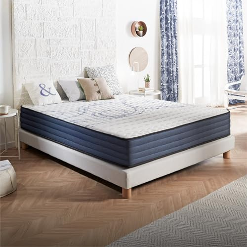 NATURALEX - Matelas PerfectDream 140x200-26 cm - Hybride - Ressorts Ensachés - Soutien Mousse à mémoire + Blue Latex - Confort Mi-Ferme - Réversible - Couchage Indépendant - Fabriqué en Europe