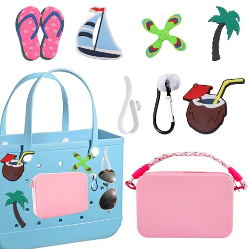 Accessoires Sac de Plage, SilverChry 17,8 x 11,8 x 3,3cm Bogg Bag Pochette Amovibles, Decoration, pour le Style, Femmes