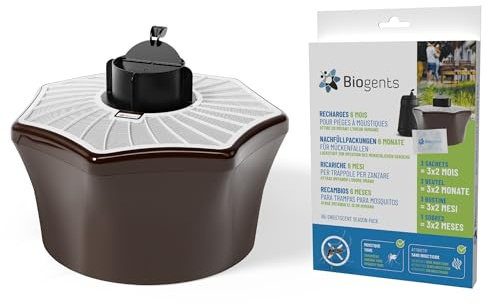 BIOGENTS Trampa Exterior Anti-Mosquitos Tigres + Recarga De 6 Meses - Paquete de Temporada
