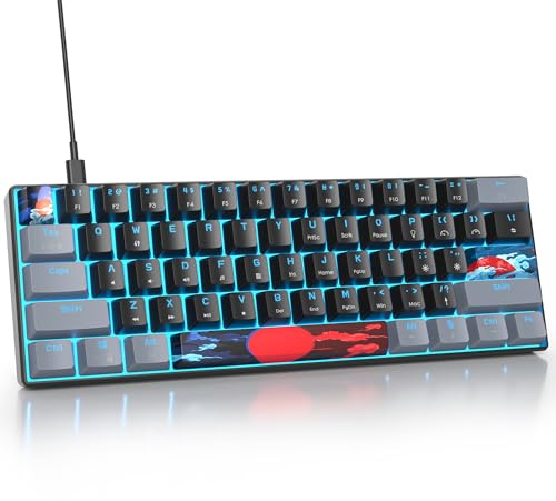 SbocKeeb Gaming Tastatur 60 Prozent, Wired RGB Mechanische Tastatur America QWERTY, Mini 61 Tasten USB Tastatur Anti-Ghosting für PC Gamer Typist（GS61 RGB-61 Dark）