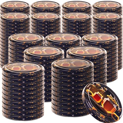 KADAX Schraubdeckel fi82 mm, Twist-Off-Deckel Set aus Metall, Ersatzdeckel für Einmachgläser, Deckel mit 6 Einrastzähnen für Sturzgläser und Einmachgläser (schwarzer Honig, 200 Stück)