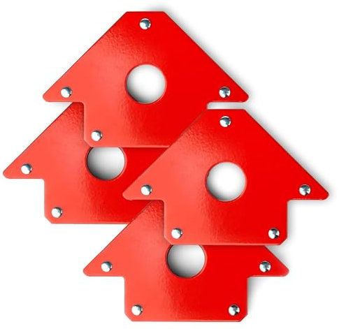Wiltec Kit 4x Aimants de soudure avec Force de maintien de 20 kg, Équerre magnétique de 150 x 102 x 16 mm, 45°, 90°, 135°, Positionneurs de soudage