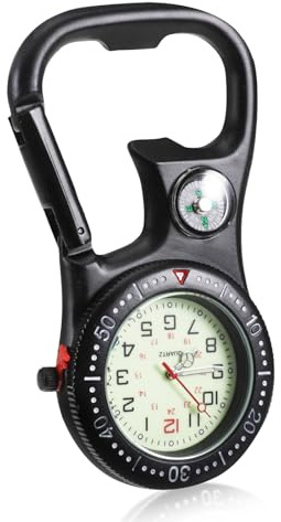 Carabiner Watch Multifunctional Luminous Clip On Fob Watch Mini Quartz Watch Compass,Clip On Luminous Multifunctional Carabiner Watch For Outdoor Climbing Activities
