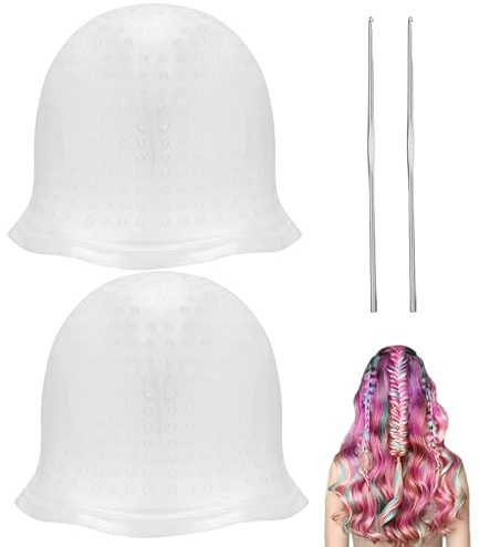 Hair Highlighting Cap and Hook Kit, Silicone Reusable Streaking Caps for Hair Dye, Salon & Home Use, DIY Hair Dyeing Tools for Women & Men