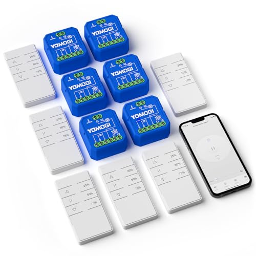 YOMOGI Modulo Tapparelle con Telecomando RF, Modulo WiFi per Tende Compatibile con Alexa Google Home per Controllo Percentuale,Ccontrollo Vocale, Apertura Regolabile (Con telecomando, 6)