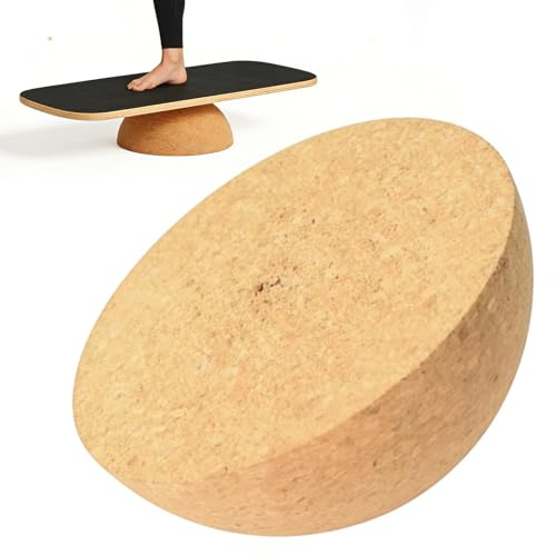 Wapasezyar Halvkula balansbräda, kork-halvkula av massiv kork, lämplig för balansplattor för yoga, reha, fitness, fascia, koordination, konditionsträning (Ø 30 cm höjd 10 cm)