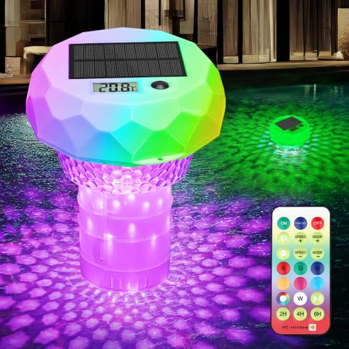 Luci Piscina Solare con Dosatore di cloro, Termometro, RGB 8 Colori