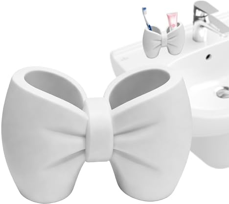 BOW │ Portaspazzolino decorativo da 15,2 cm │ Organizer per pulizia viso e porta pennelli | Supporto per penna con stampa 3D │ Per appartamenti, dormitori, ufficio, camera da, palestra e uso