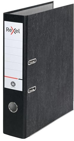 Rexel 2115548 Aktenordner, Kanzleipapier, 500 Blatt, Rückenbreite, starkes und langlebiges Papier auf Karton, ideal zum Abheften und Archivieren zu Hause, in der Schule und im Büro, Schwarz, 1 Stück